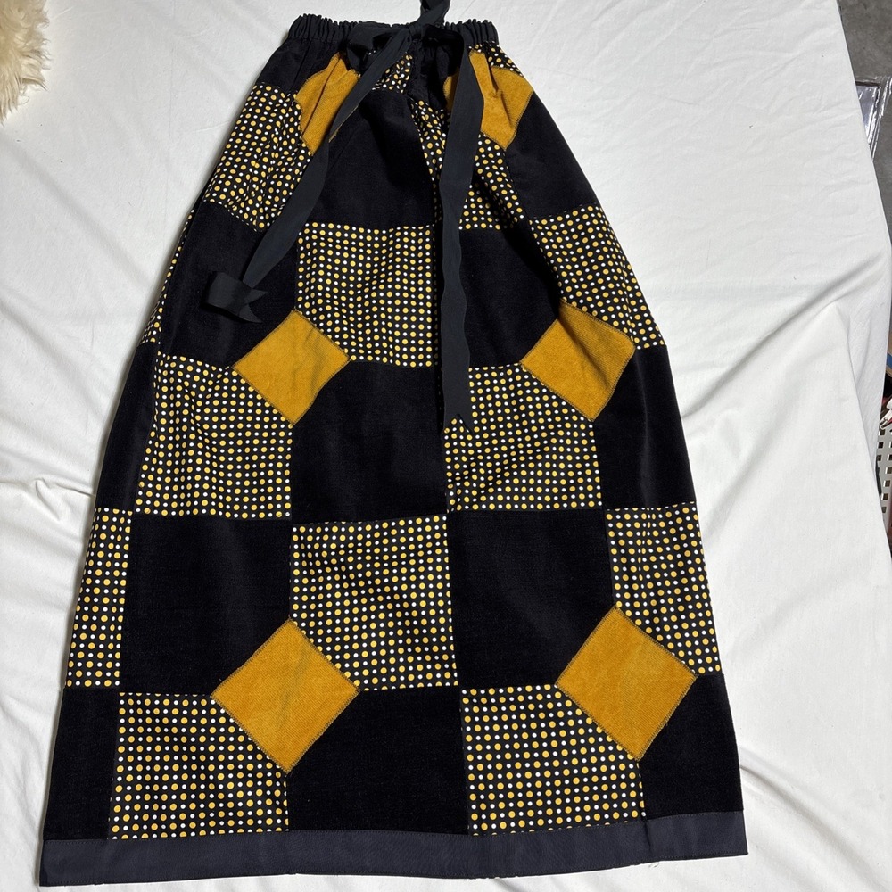 MR.HANK Vintage 1970s Patchwork Long Boho Hippie Skirt Sz S M L Funky Lined‎